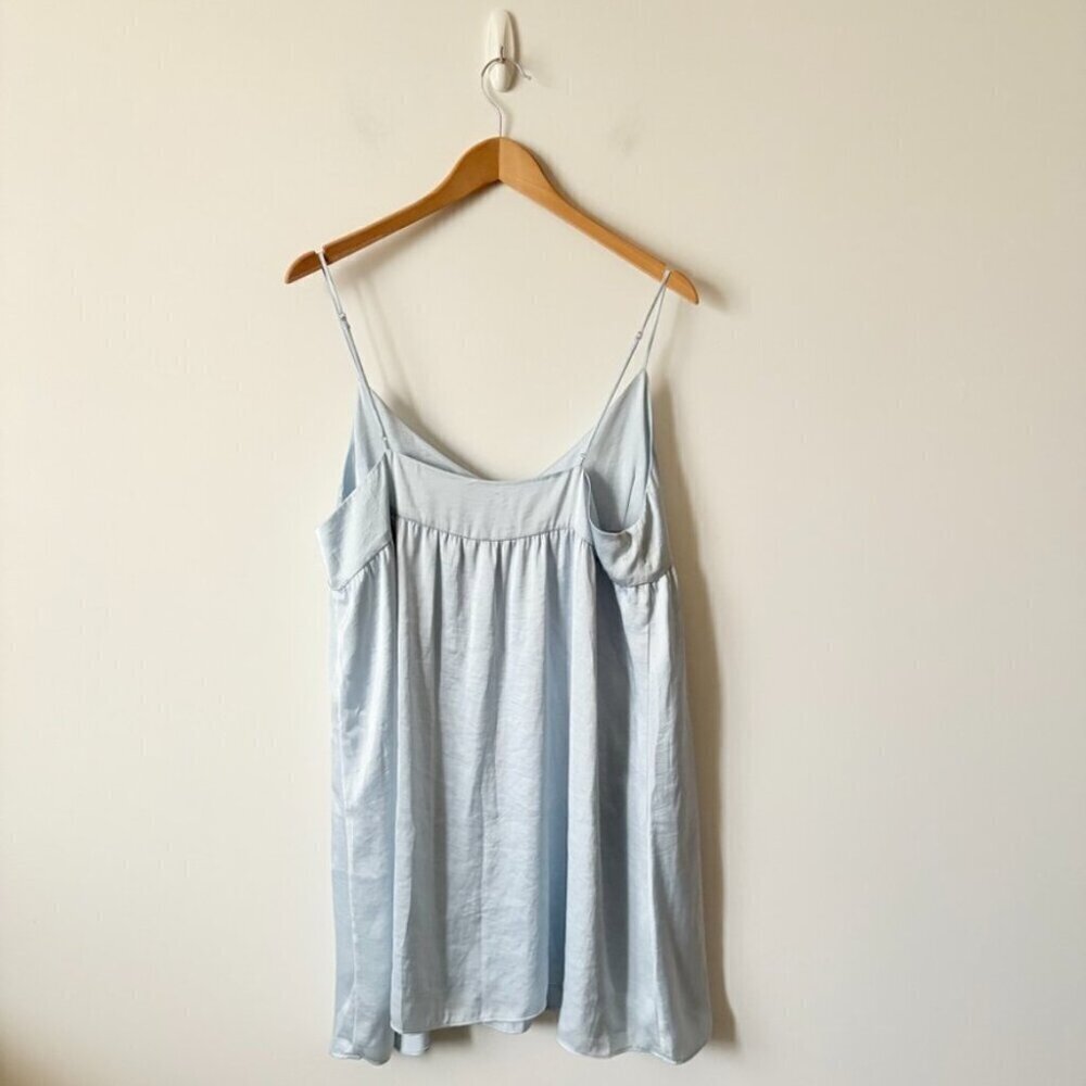 Aritzia Wilfred Lover Satin Babydoll Dress Light Baby Blue Size Large - Picture 8 of 10